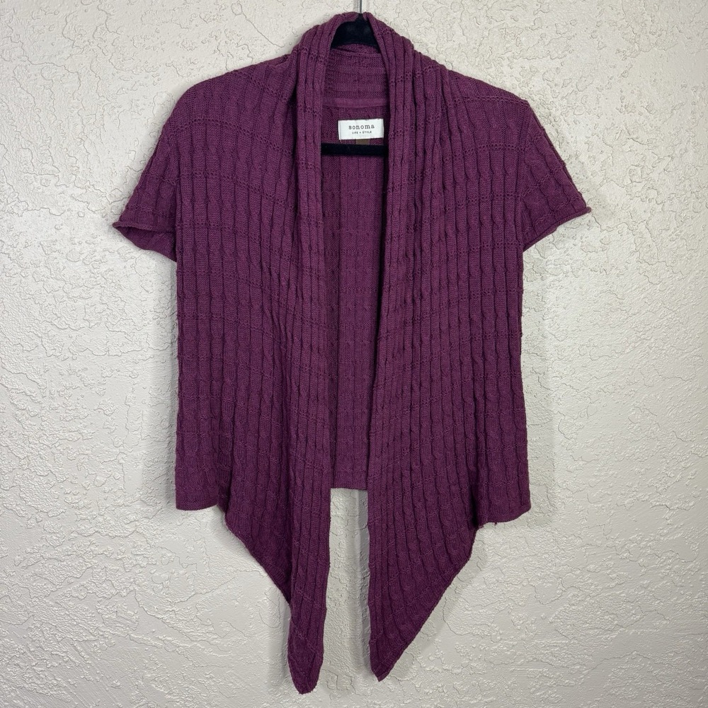 Sonoma‎ Womens Tie Front Cardigan Sweater Size Small Burgundy Boho Y2K Layering